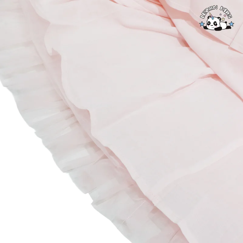LEZONKIDS - Vestido de festa personalizado com manga franzida e estampa de lantejoulas para meninas de 2 a 14 anos